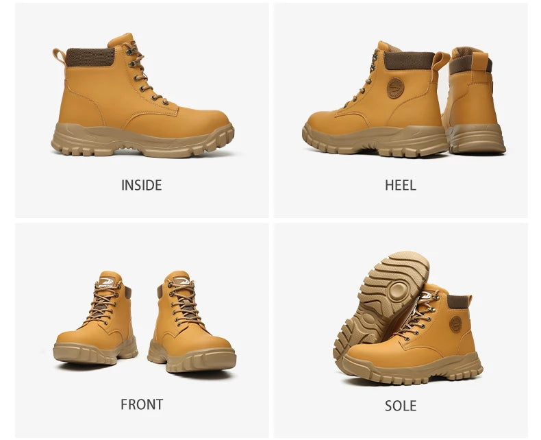 High Top PU Safety Shoes Metal Toe Cap Anti Smash Puncture