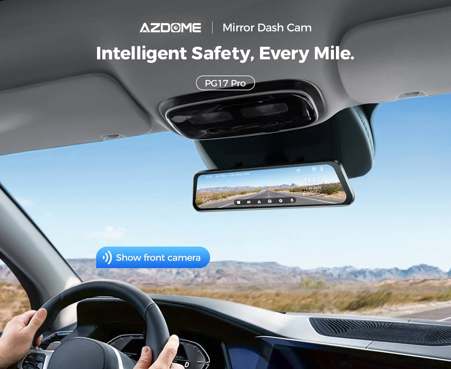 AZDOME 4K+2.5K Dash Cam PG17 Pro Dual HDR Rear View Mirror Camera STARVIS2 Sensor 5G WiFi OTA Upgrade Timeline Playback