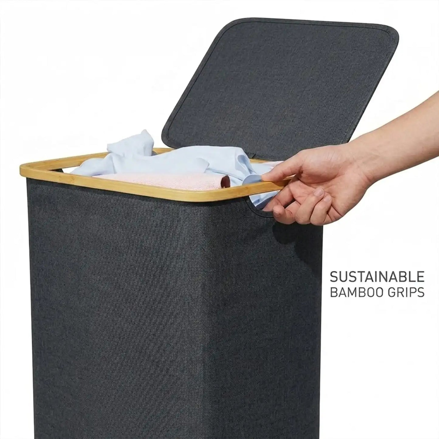 110L Large Capacity Laundry Hamper with Lid & Handles.  Collapsible Oxford Fabric Basket