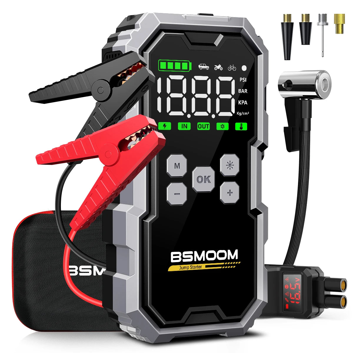Portable Car Jump Starter with Air Compressor LCD Display 21800mAh Battery Pack