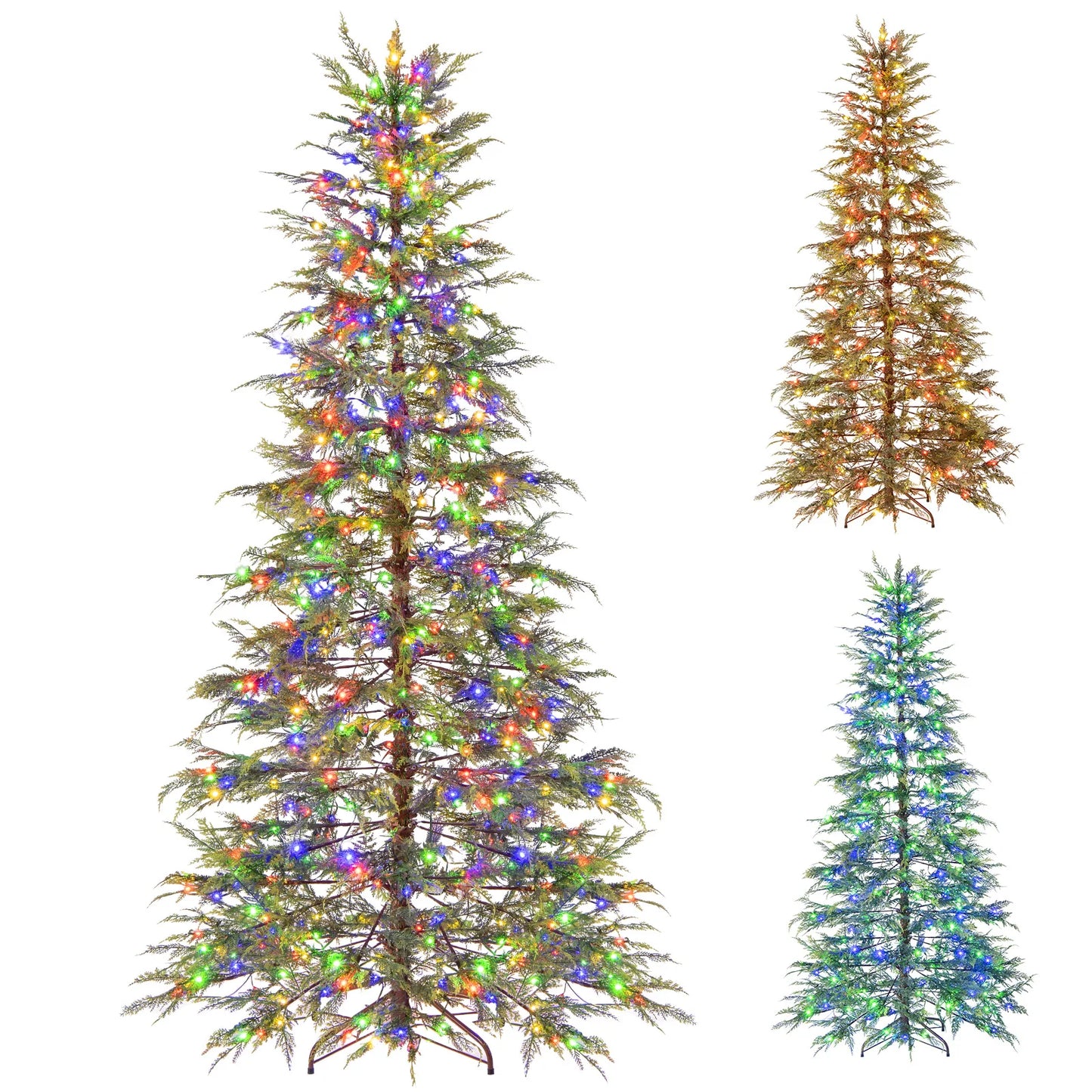 6.5FT–7.5FT Premium Artificial Christmas Tree .Pre-Lit Hinged Holiday Fir Tree with Realistic Branches