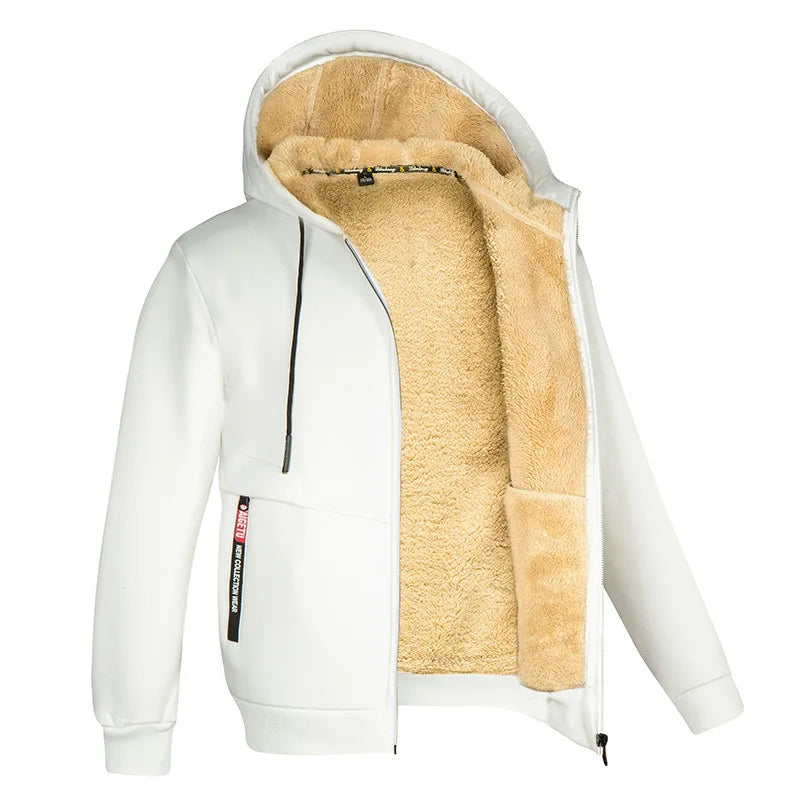 Sherpa Lined Zip Up Hoodie Jacket