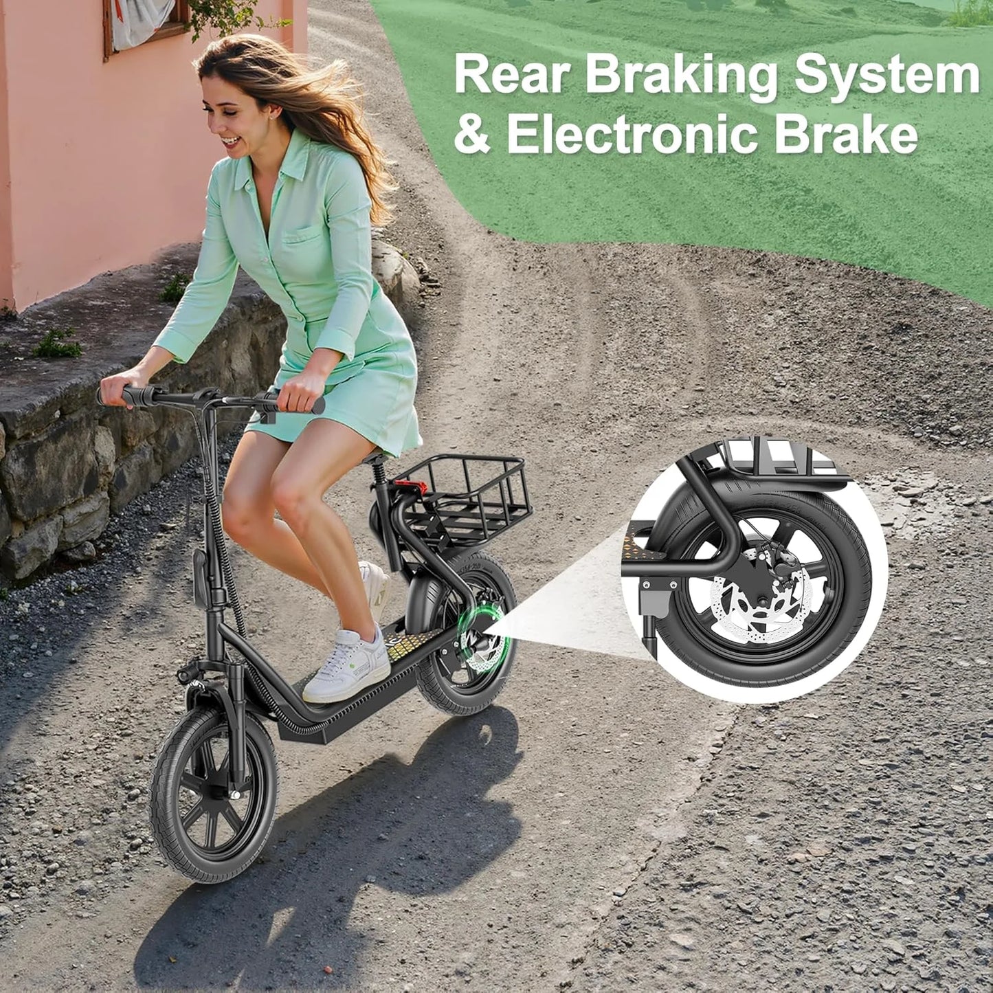 500W Electric Scooter with Seat  Folding Commuter E-Scooter for Adults, 22 MPH Top Speed & Long-Range Battery