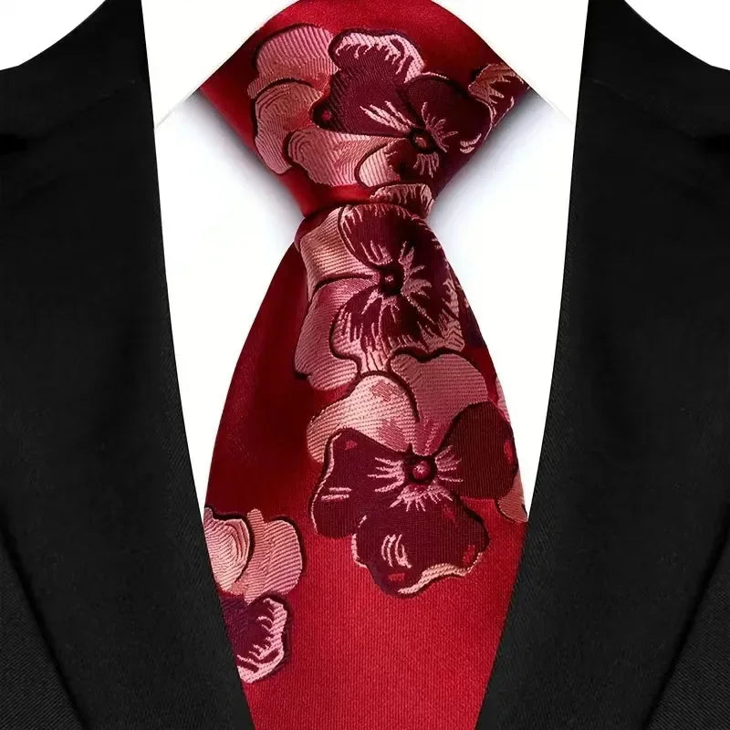 Luxury Red Paisley Men’s Tie. Classic Business and Wedding Necktie
