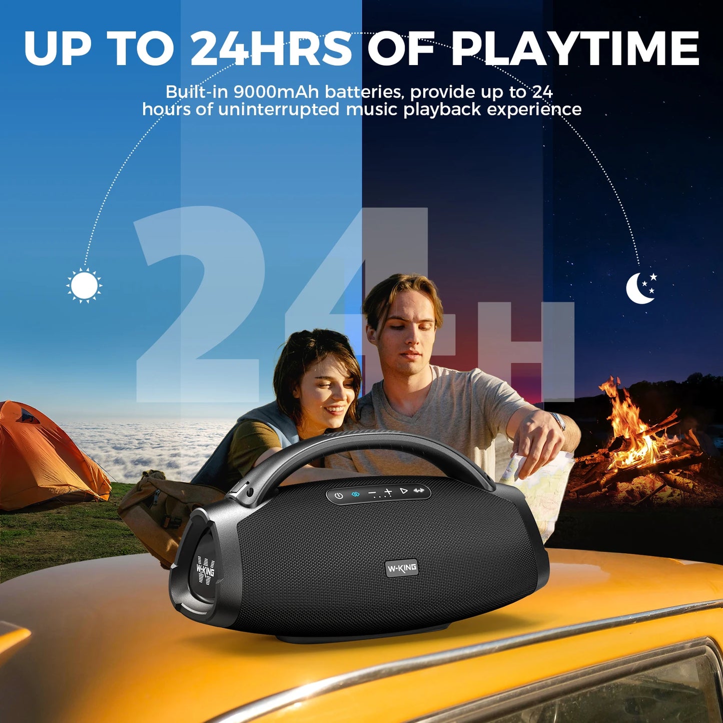 W-KING D20 200W Portable Bluetooth Party Speaker .Deep Bass, Waterproof Outdoor Boombox & Long Battery Life