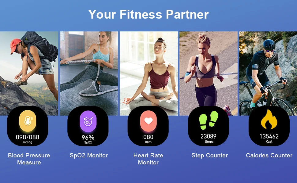 1.69” Bluetooth Smart Watch with Fitness & Health Tracking