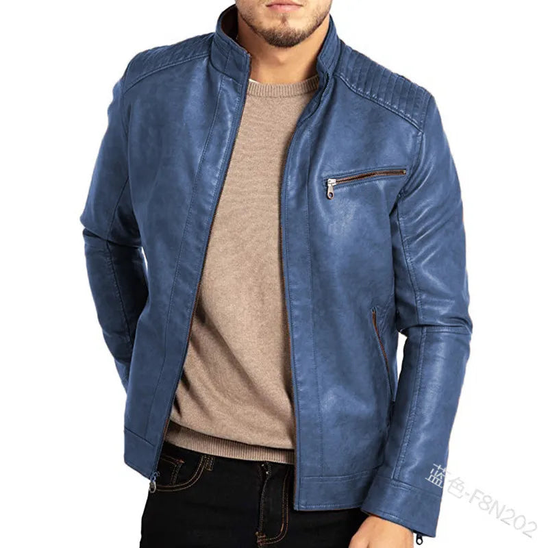 Men’s Classic Faux Leather Zip Jacket