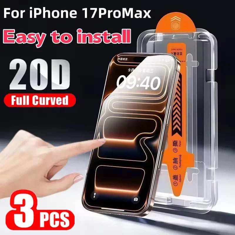 3-Pack Tempered Glass Screen Protector with Easy Install Kit  Full Coverage Protection