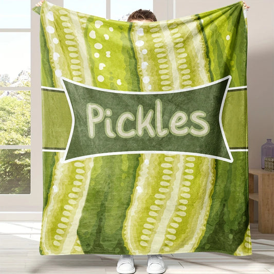 Funny Pickle Print Flannel Blanket – Soft Cozy Novelty Throw Blanket