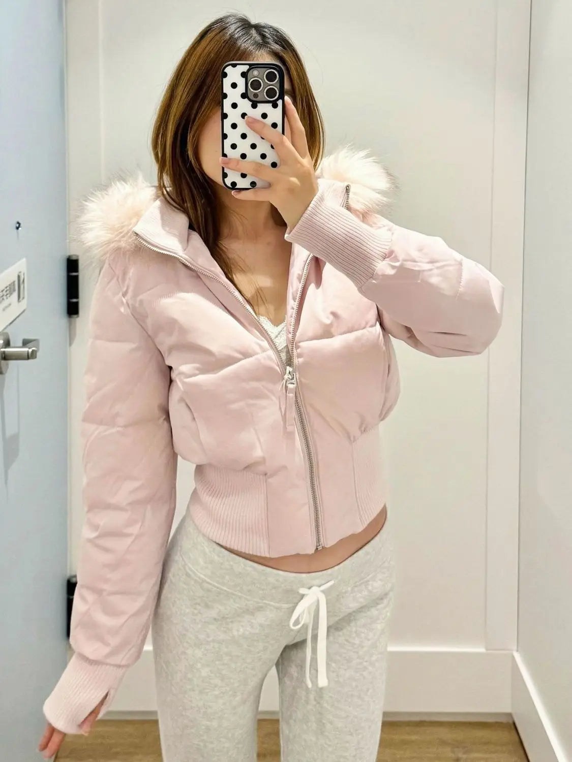 Women's Hooded Short Winter Puffer Jacket. Warm Cotton-Padded Parka Coat