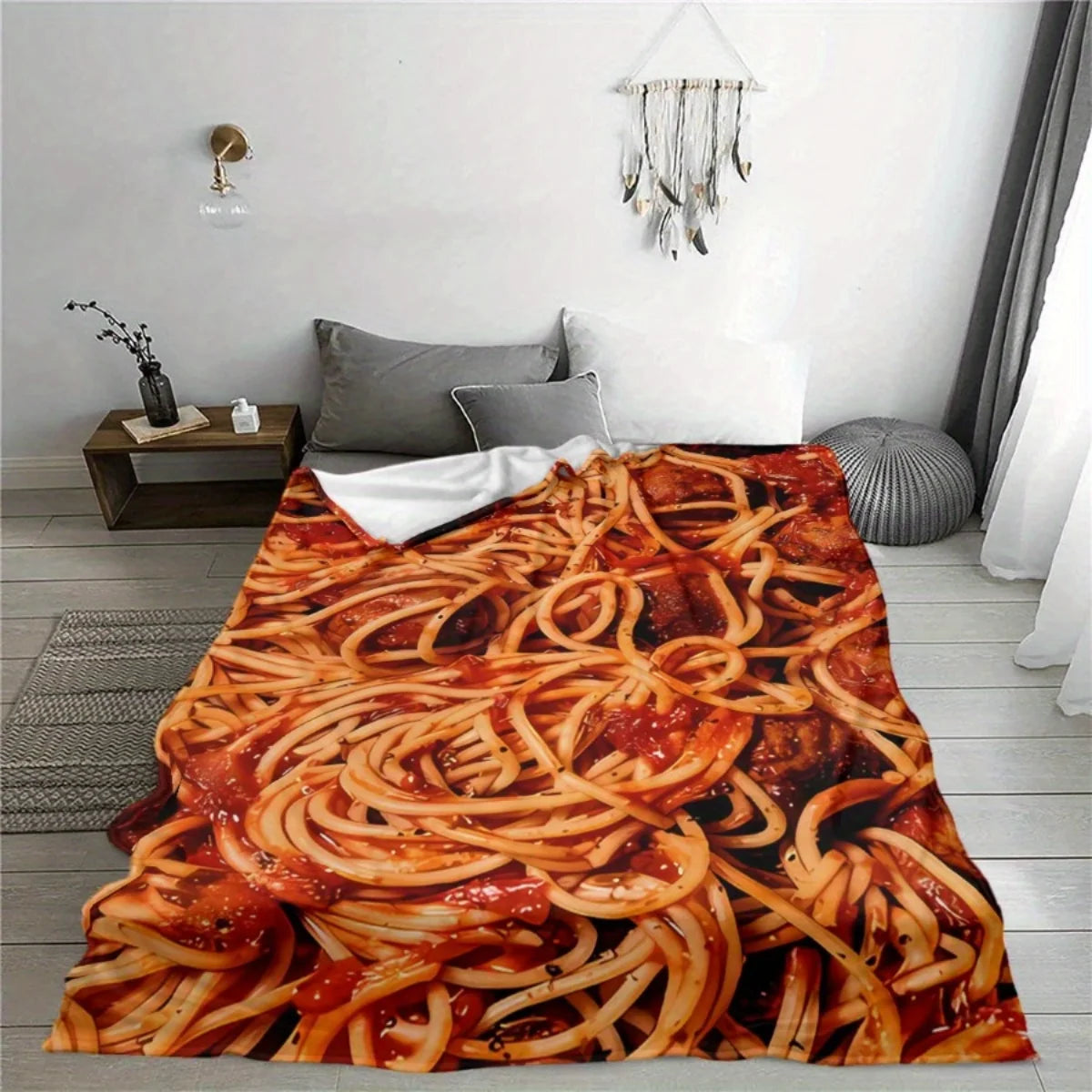 Cozy Pasta Pattern Flannel Throw Blanket