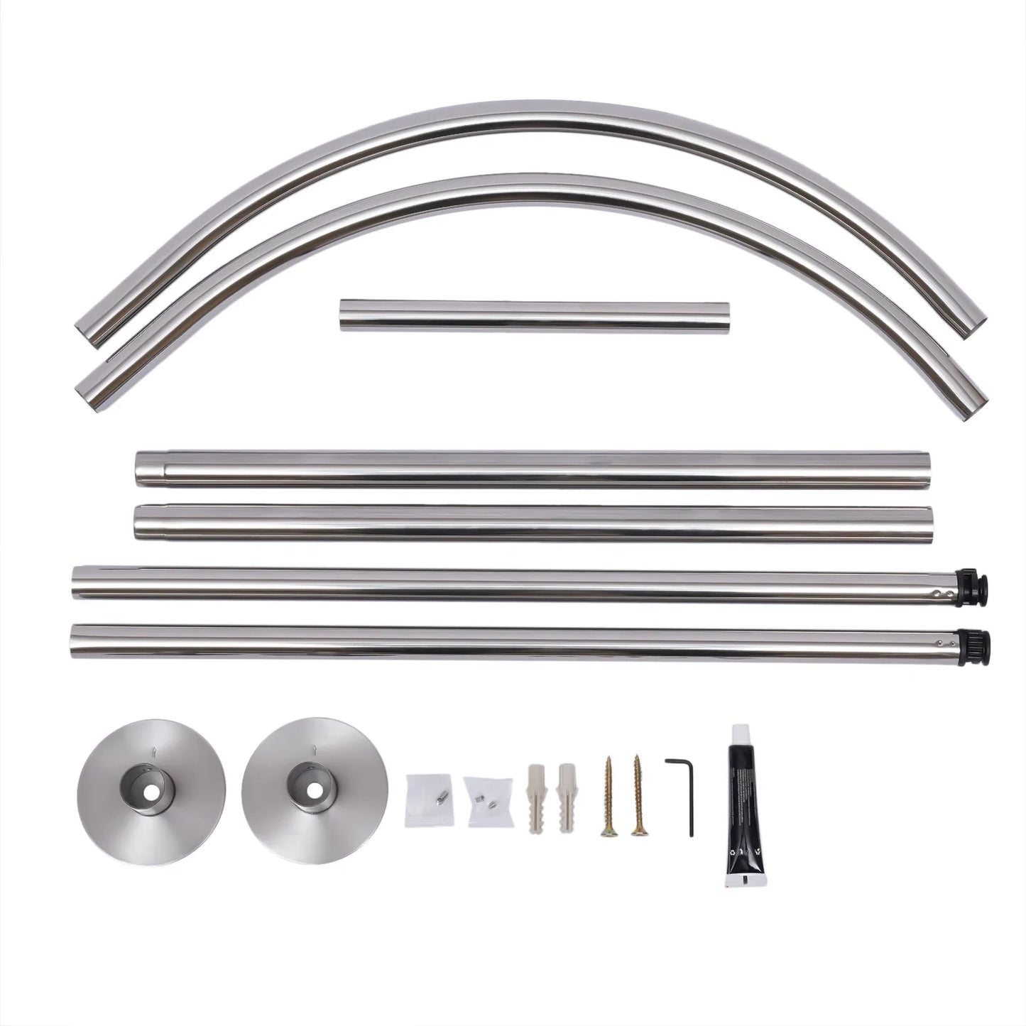 Stainless Steel Shower Curtain Rod U-Shaped Adjustable For Small Bathrooms And Bathtubs