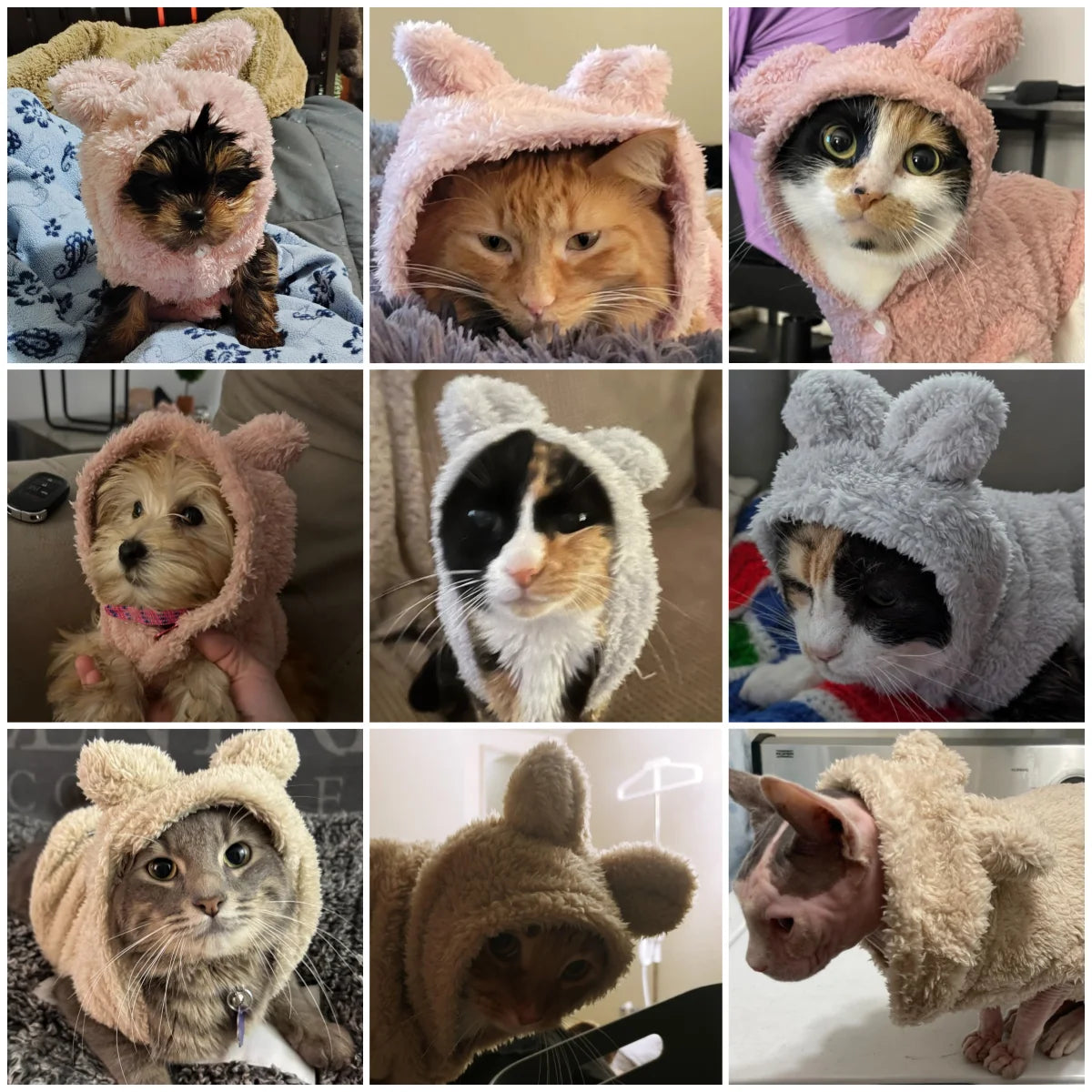 Cute Bear Ear Hooded Pet Sweater. Warm Fleece Puppy & Cat Winter Hoodie