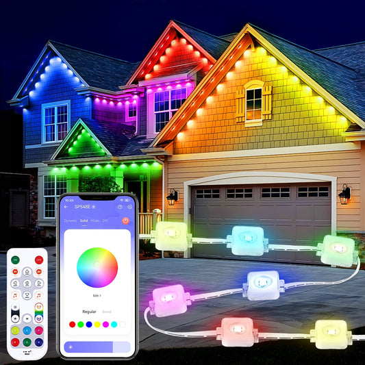 100ft/150ft Smart RGBIC Permanent Outdoor Lights for House, Waterproof Eaves Lighting with 72 Scene Modes for Christmas Party