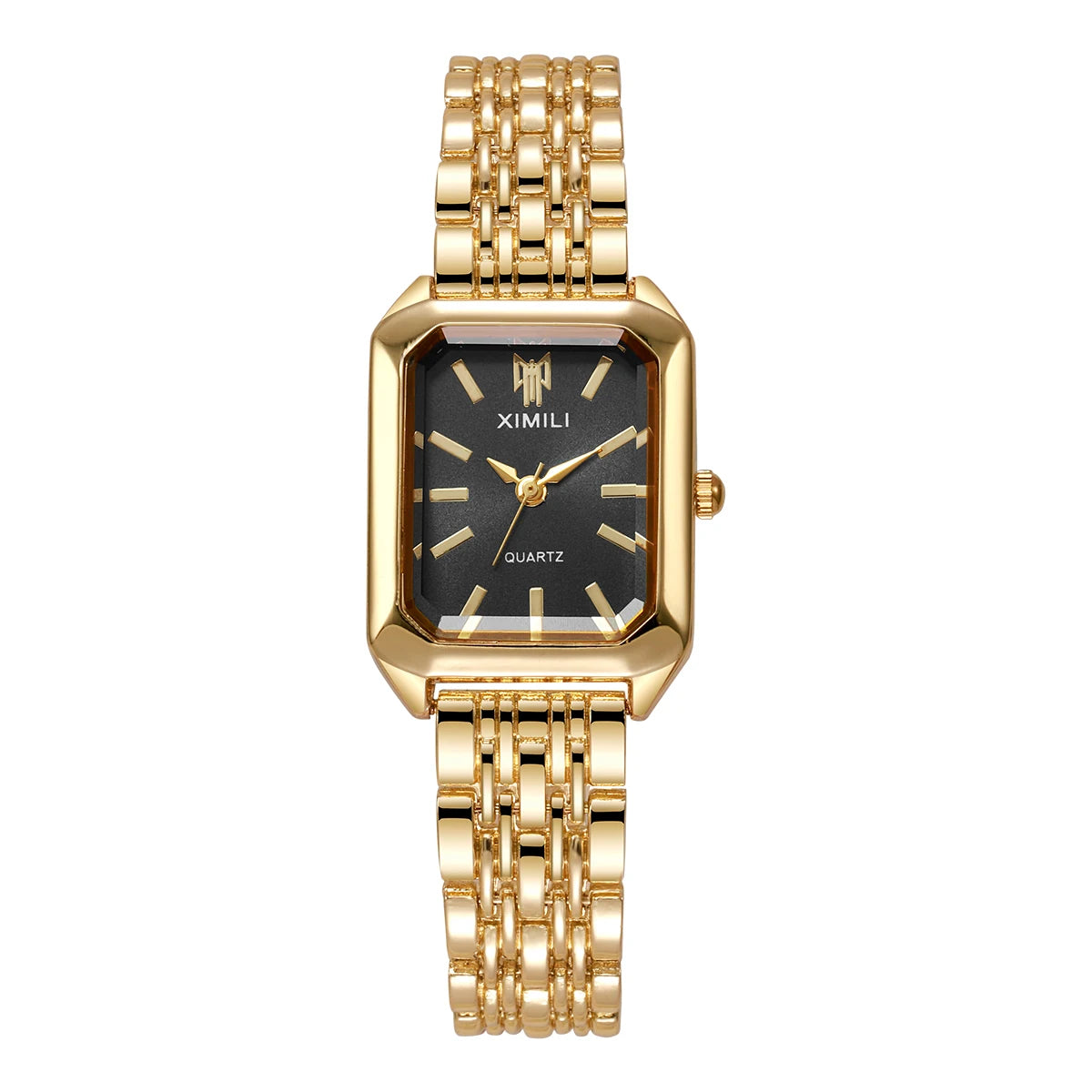 Elegant Women’s Rectangular Quartz Watch. Stainless Steel Bracelet Fashion Timepiece