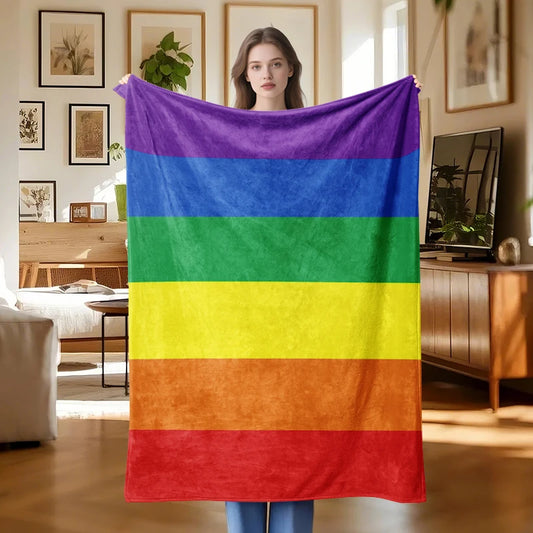 Rainbow Pride Flannel Blanket .Soft Cozy Throw for Bed, Sofa & Home Décor