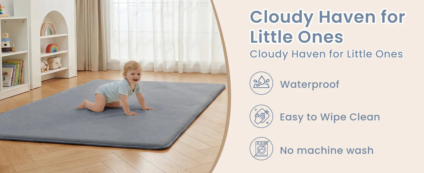 Extra Thick Memory Foam Baby Play Mat for Tummy Time, Crawling & Playroom Activities