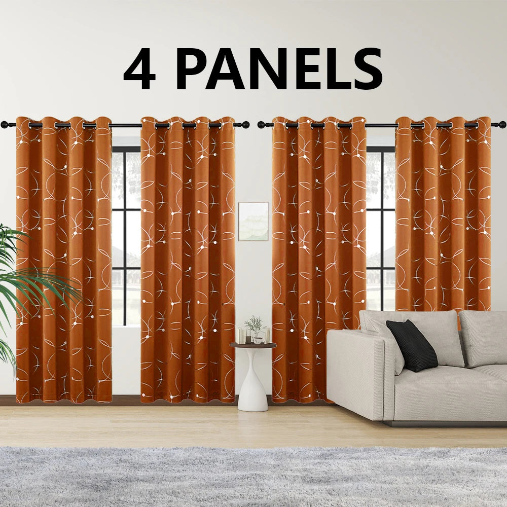 4 Panel Blackout Curtains .Thermal Insulated Room Darkening Window Drapes