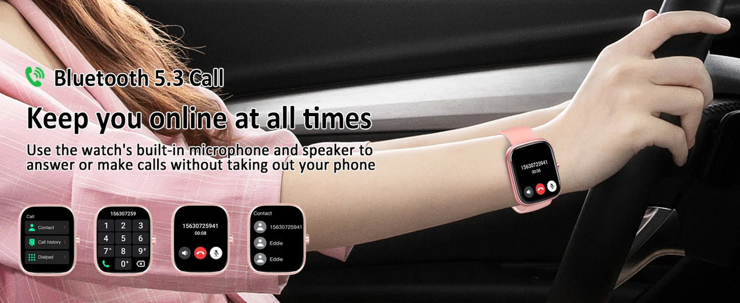 IP68 Waterproof Smart Watch with Bluetooth Calling & Fitness Tracking