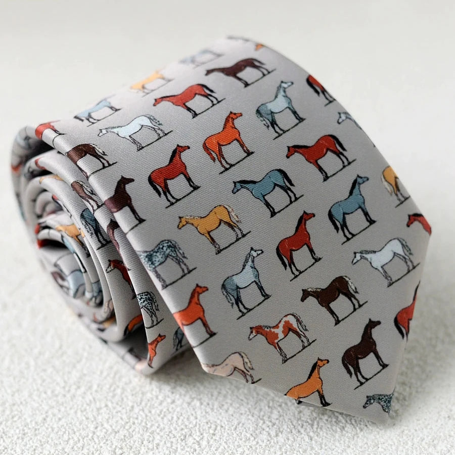 8cm Width New Design Printed Neckties Retro Anchor Animal Green Brown Neck Ties For Men Daily Wear Shirt Tuxedo Accessories Gift