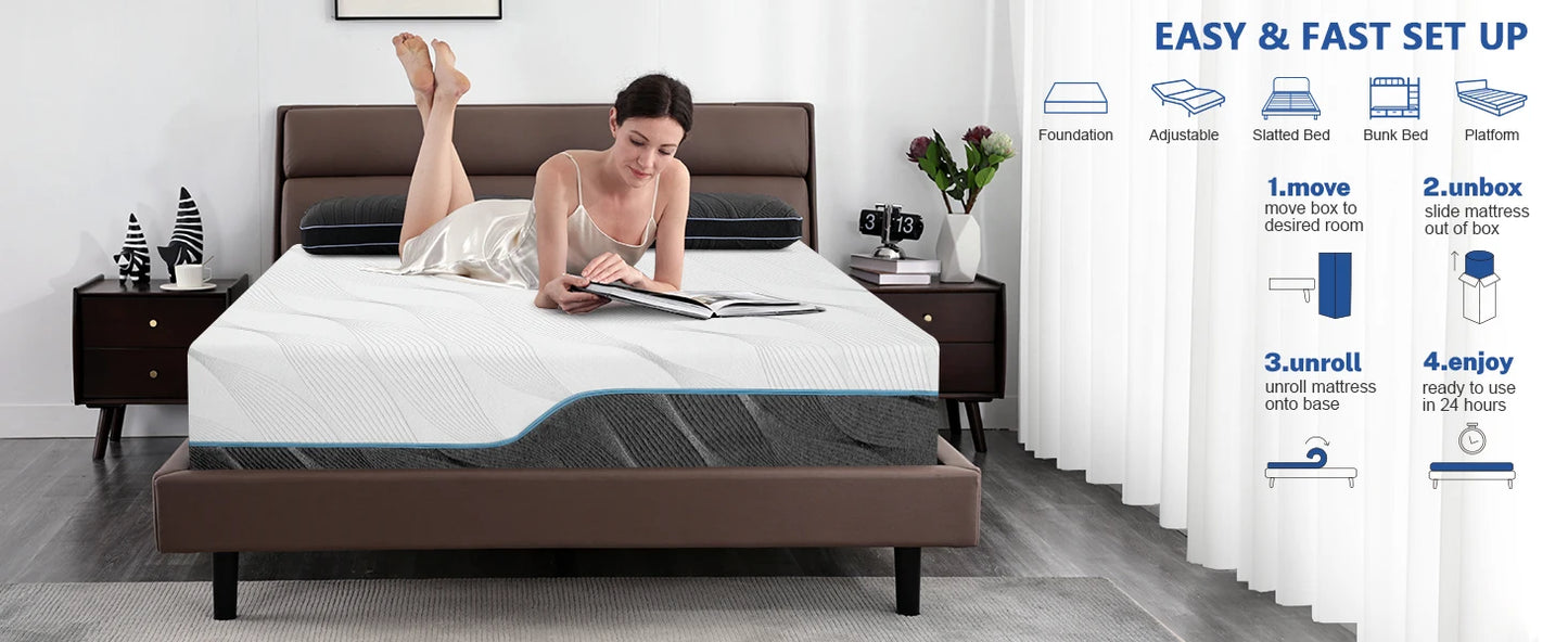 Hcore Queen Size Mattress, 8/10 Inch Medium Firm - Extra Firm Dual Sides Flippable Mattress for Back Pain Relief