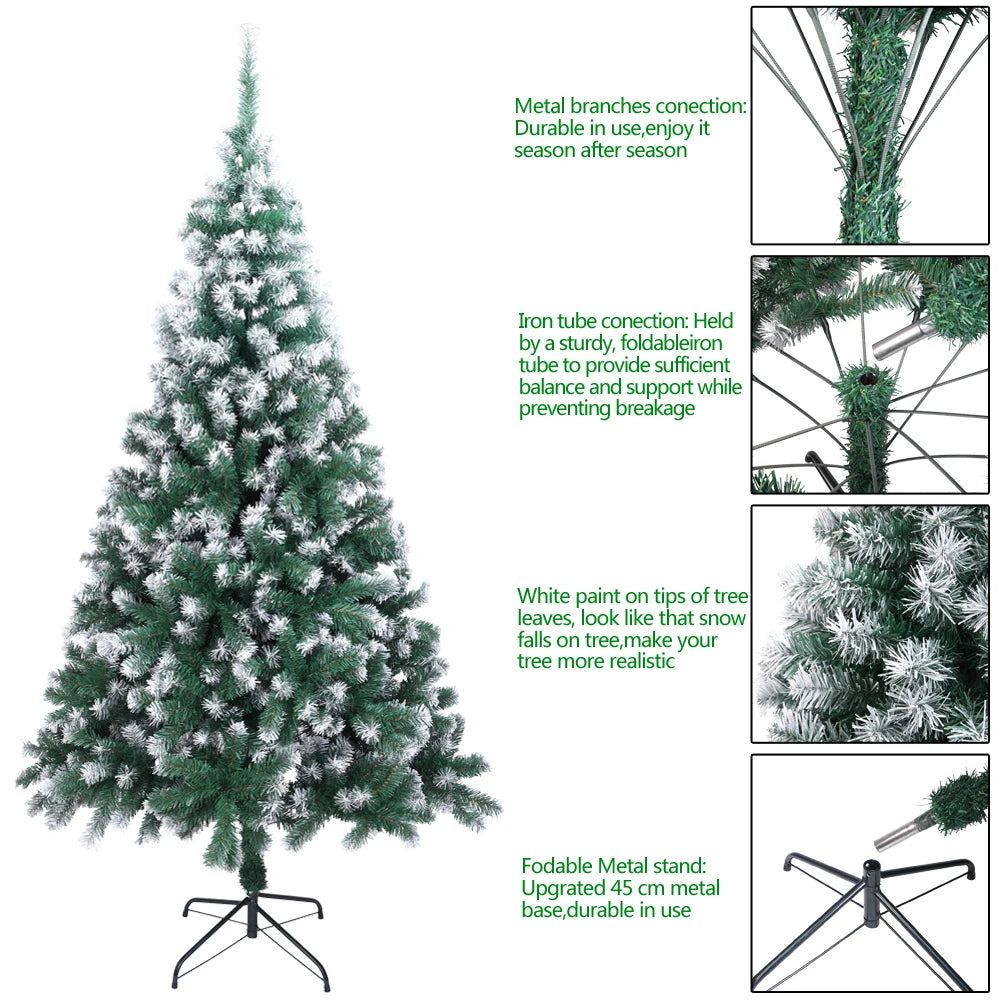 7FT Snow-Flocked Artificial Christmas Tree .870 Branches with Realistic Winter Holiday Design