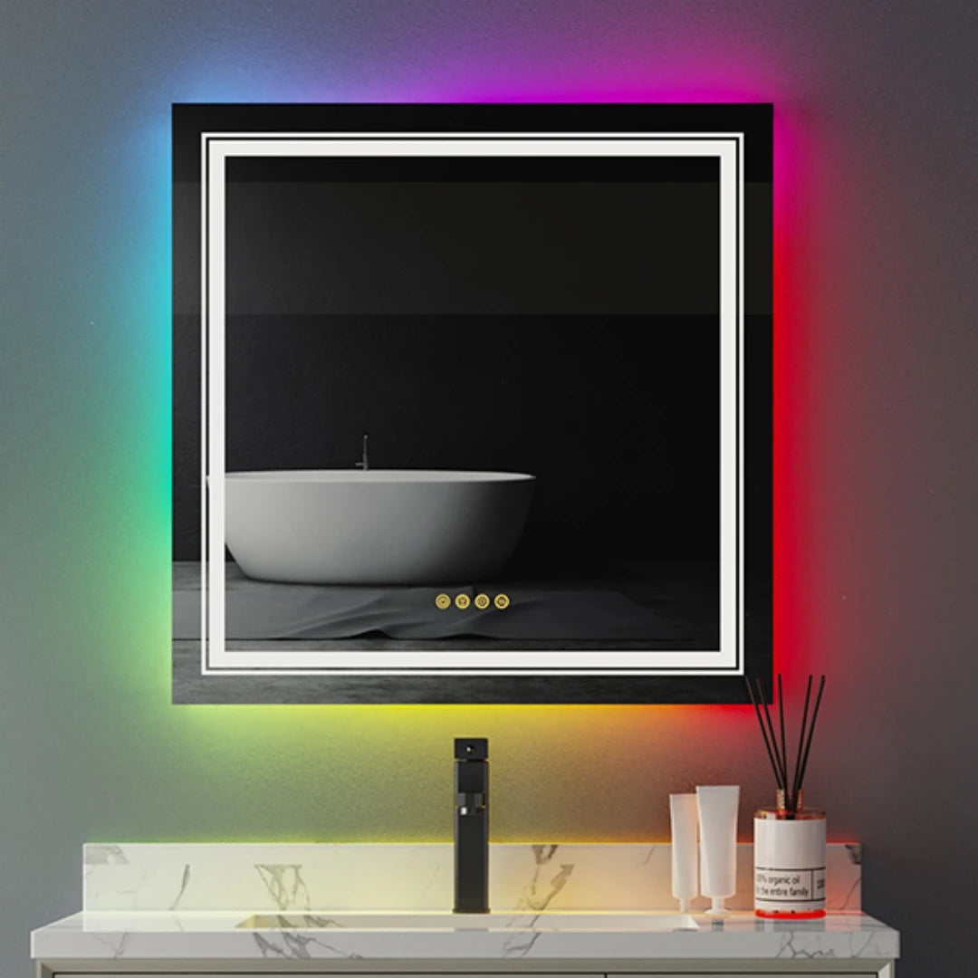 Illuminated LED Bathroom Mirror 800x800mm RGB Backlit
