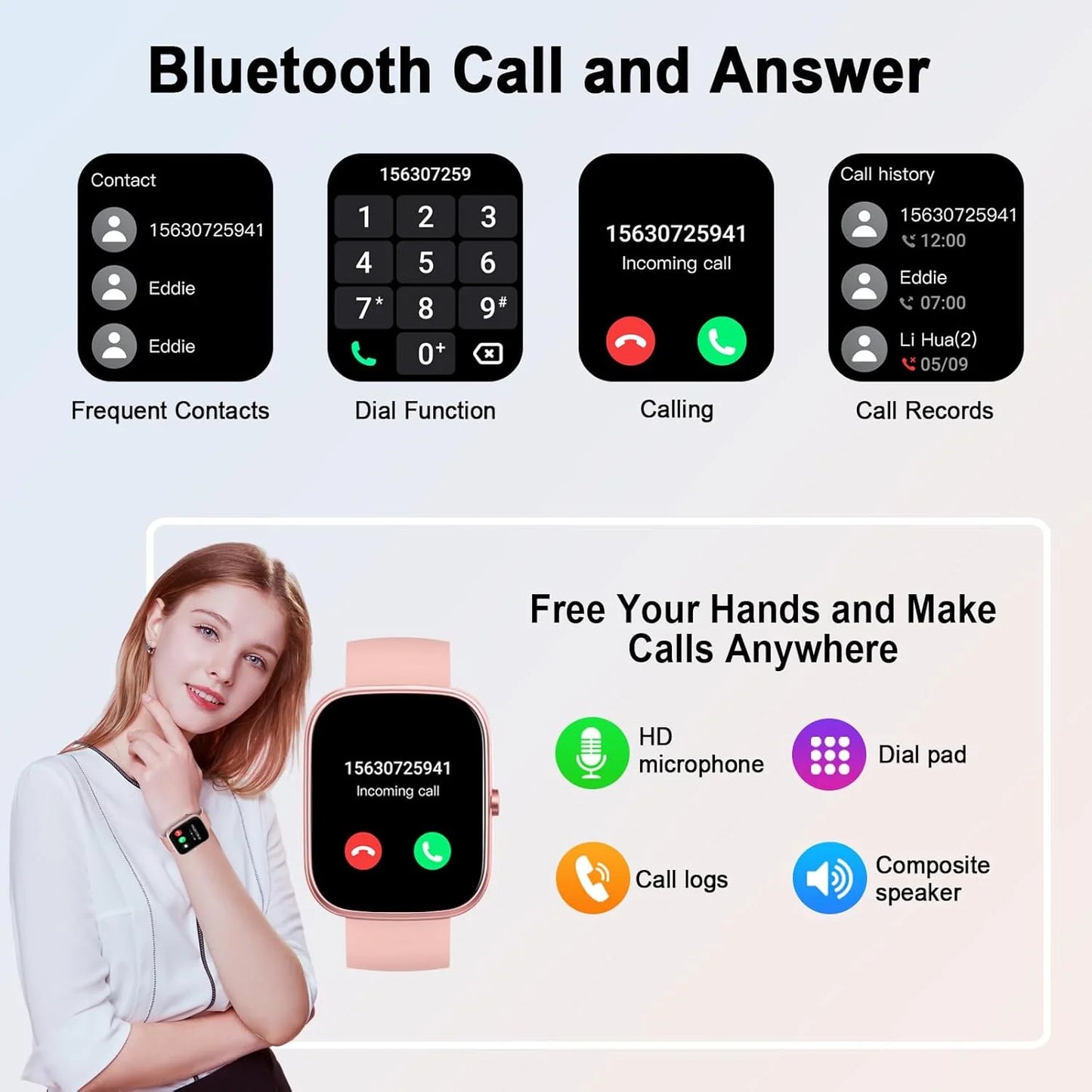 IP68 Waterproof Smart Watch with Bluetooth Calling & Fitness Tracking