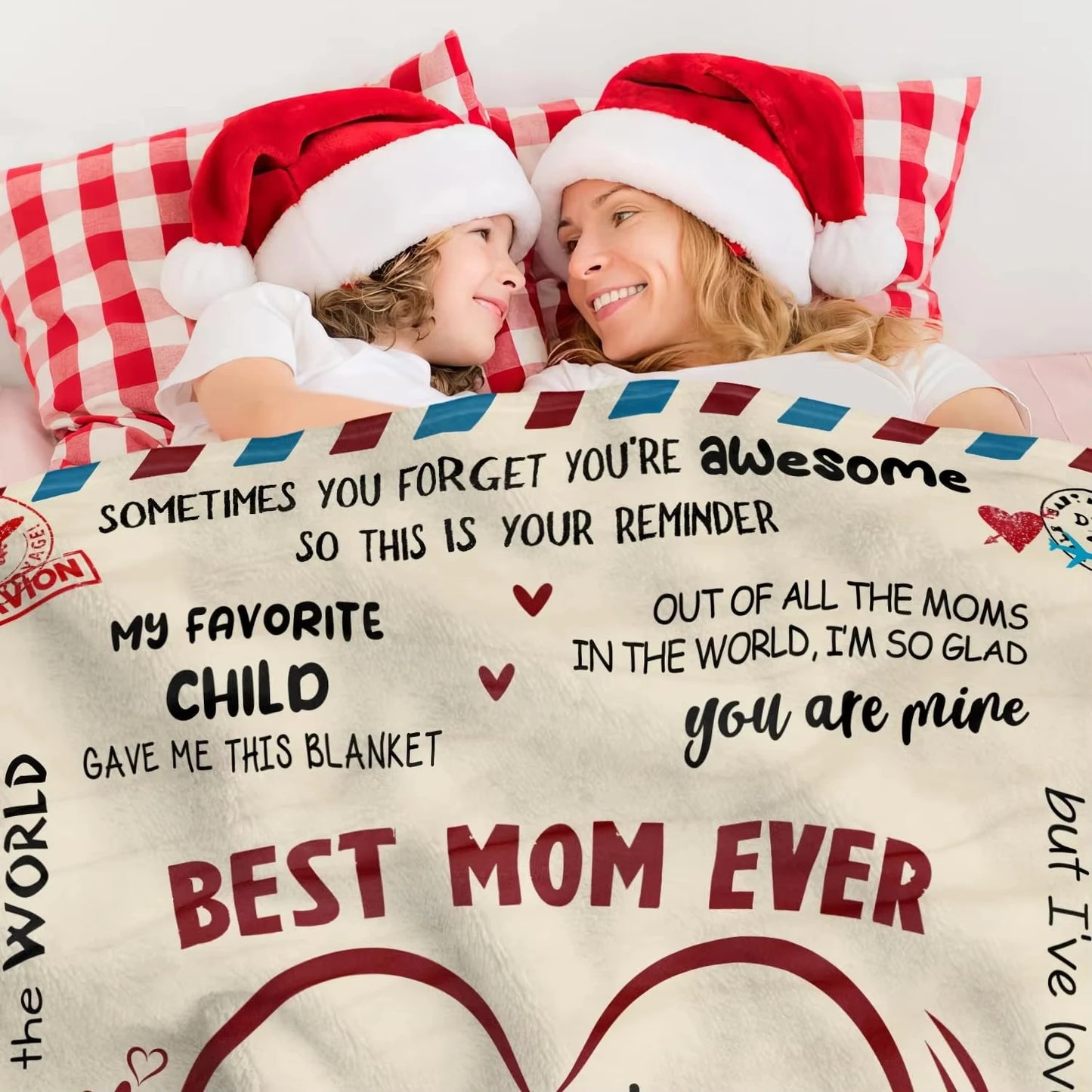Best Mom Ever Cozy Flannel Throw Blanket.  Heartfelt Gift for Mom