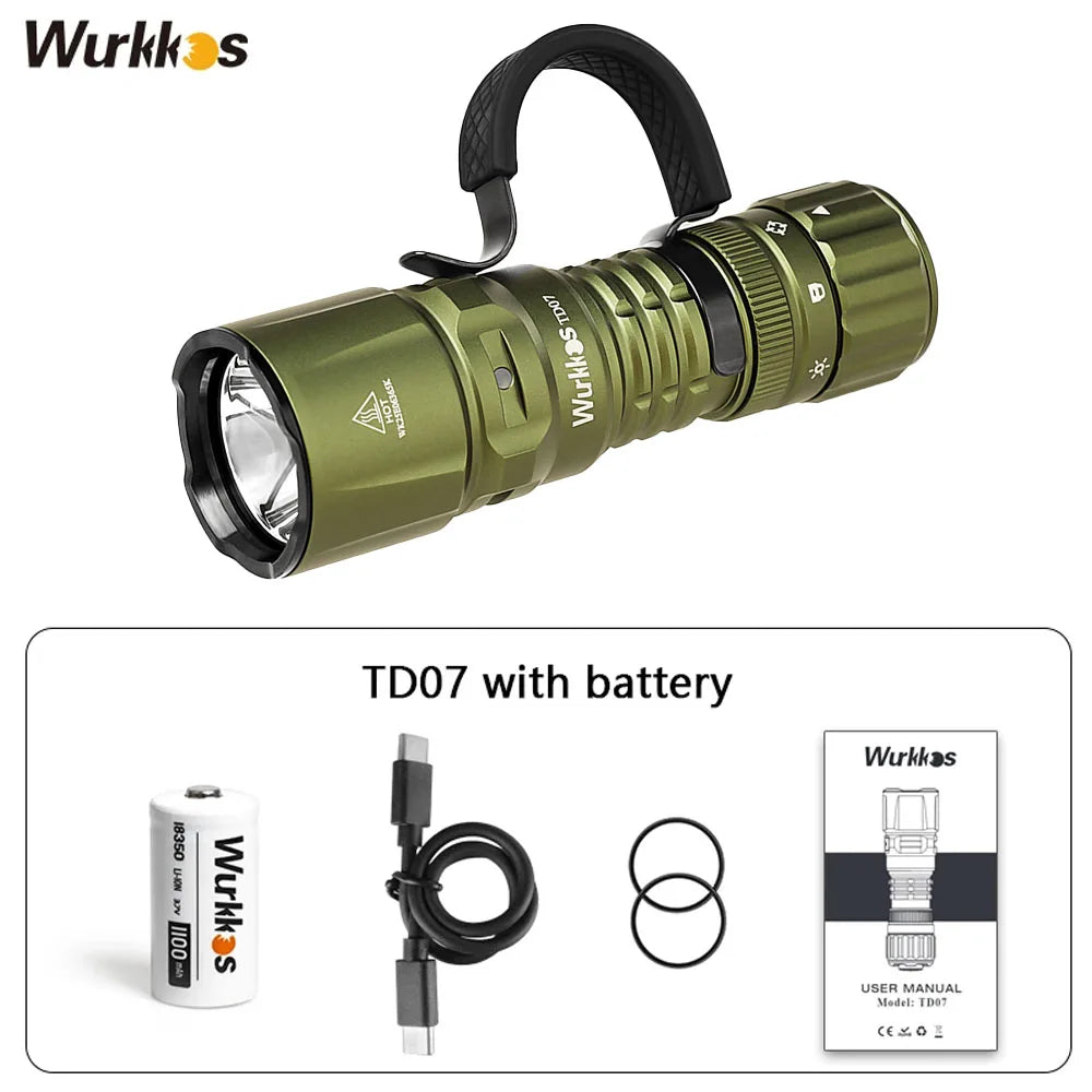 Wurkkos TD07 Tactical Flashlight .1300 Lumens, 479M Long Range, IP68 Waterproof  Description: