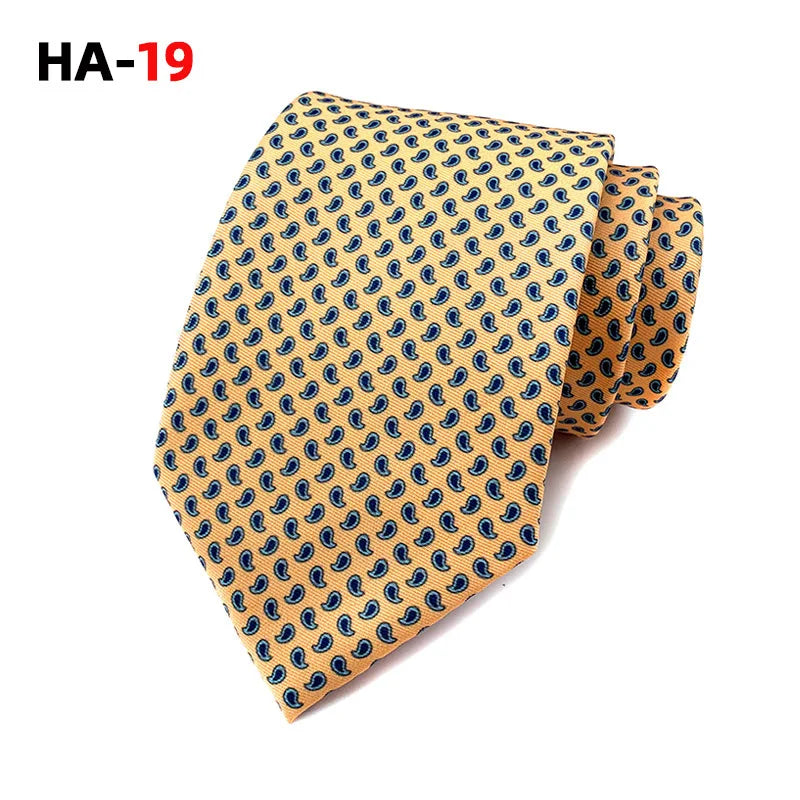 Men’s Luxury 8cm Vintage Silk Necktie Classic Designer Business, Wedding & Formal Dress Tie