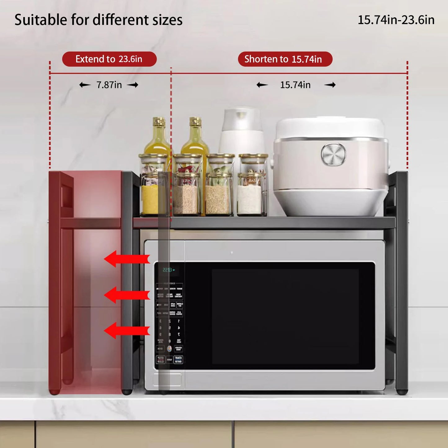Expandable Microwave Organizer 42 To 64cm Moisture Rust