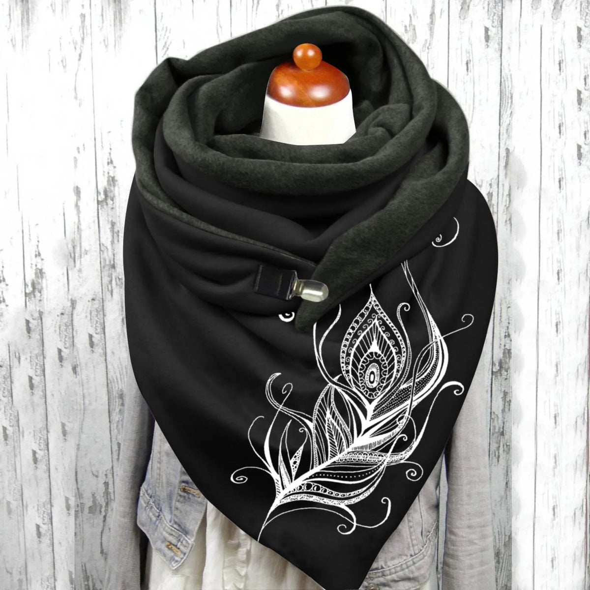 Women’s Embroidered Winter Scarf – Warm Soft Botanical Wrap Shawl