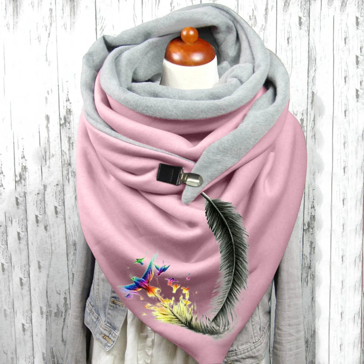 Women’s Embroidered Winter Scarf – Warm Soft Botanical Wrap Shawl