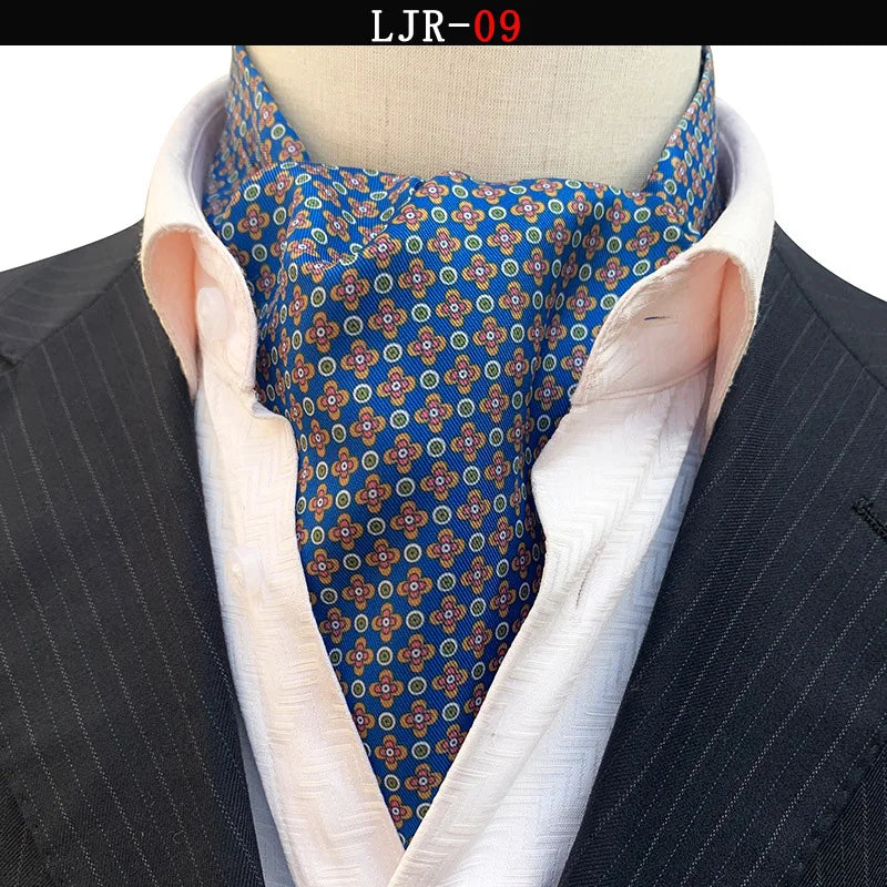 Luxury Men’s Ascot Tie & Pocket Square Set for Weddings, Business & Formal Wear
