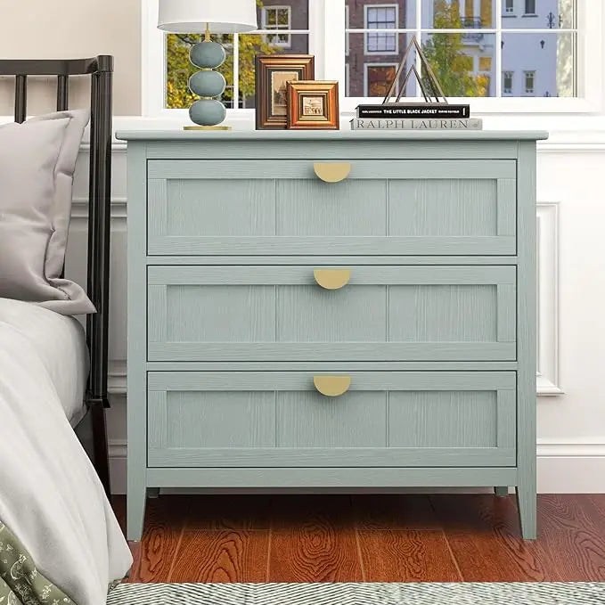3 Drawers Dresser for Bedroom Set  Modern Wood Chest of Drawers Cabinet  Farmhouse Large Nightstand with Drawers  30 Inch Wide N