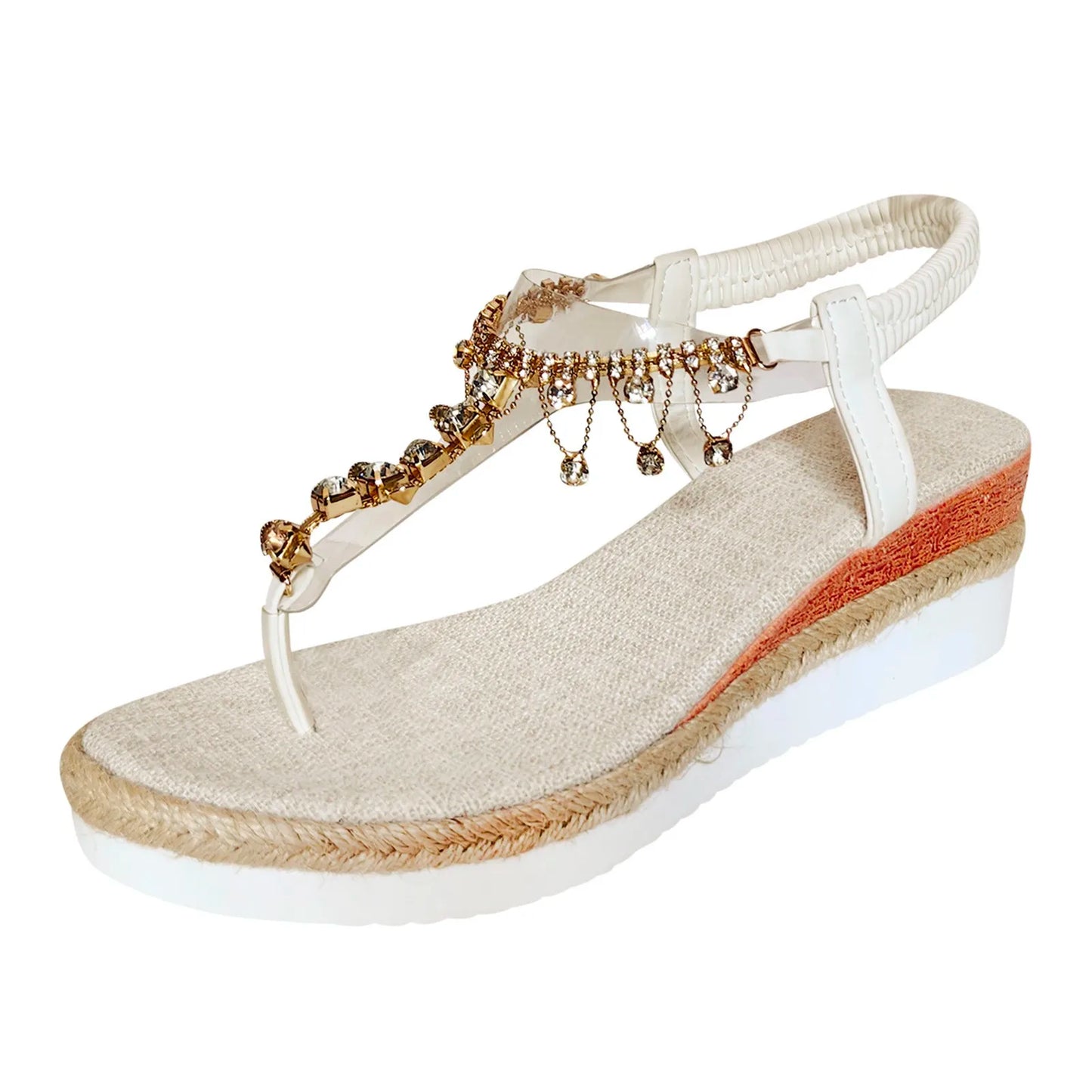 Womens Sandals Bohemian Rhinestone Sandals For Women Fashion Wedge Heel Thick Sole Comfortable Sandals for Women Fancy
