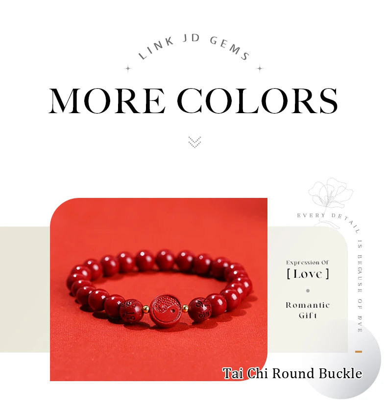 Red Cinnabar Style Beaded Bracelet for Women & Men