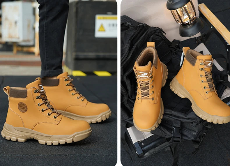 High Top PU Safety Shoes Metal Toe Cap Anti Smash Puncture