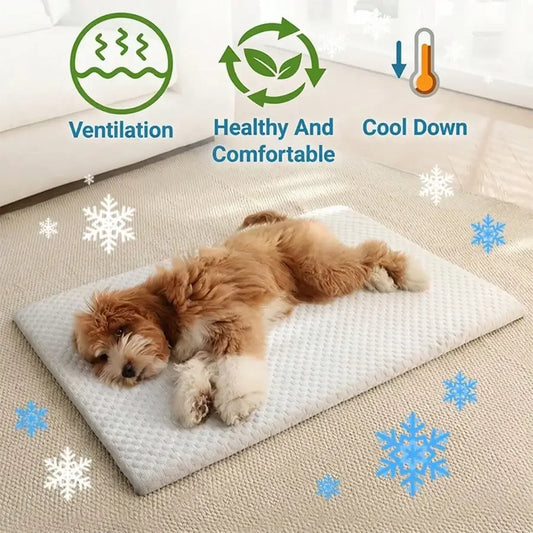 Cooling Sponge Foam Pet Bed for Dogs & Cats | Thick Cushioned Summer Cooling Mat