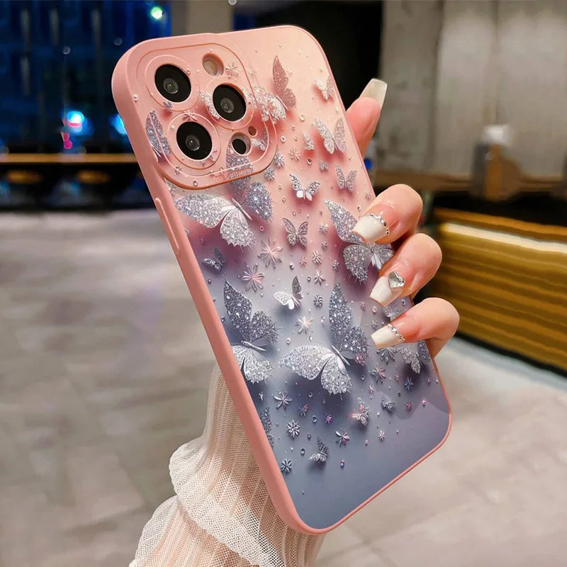 Butterfly Floral Design Shockproof Phone Case for iPhone Samsung