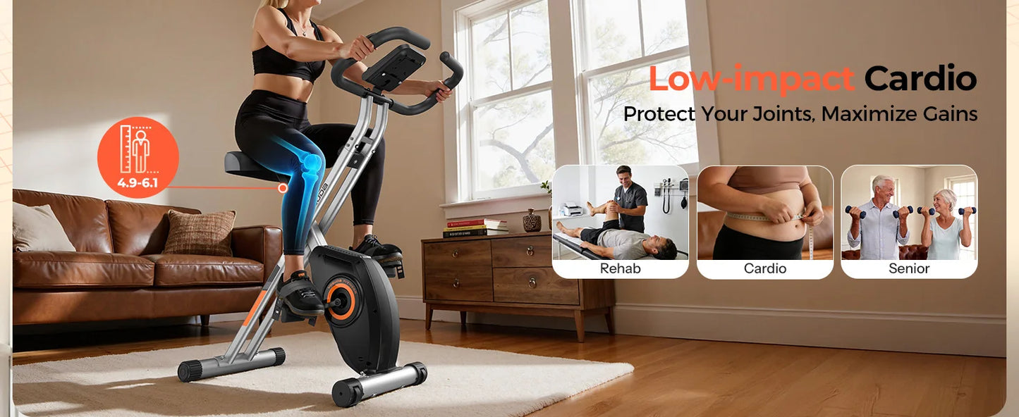Foldable Exercise Bike for Home Cardio Workouts with Adjustable Resistance