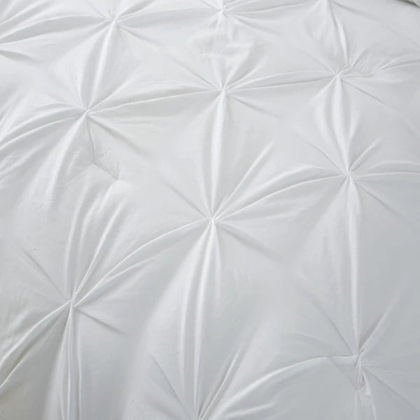3 Pieces Pintuck Bedding Set with 1 Down Alternative Comforter and 2 Pillow Shams, White