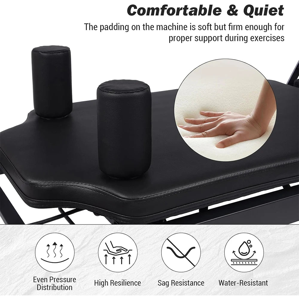 Foldable Pilates Reformer Machine with Adjustable Resistance for Full Body Home Workouts