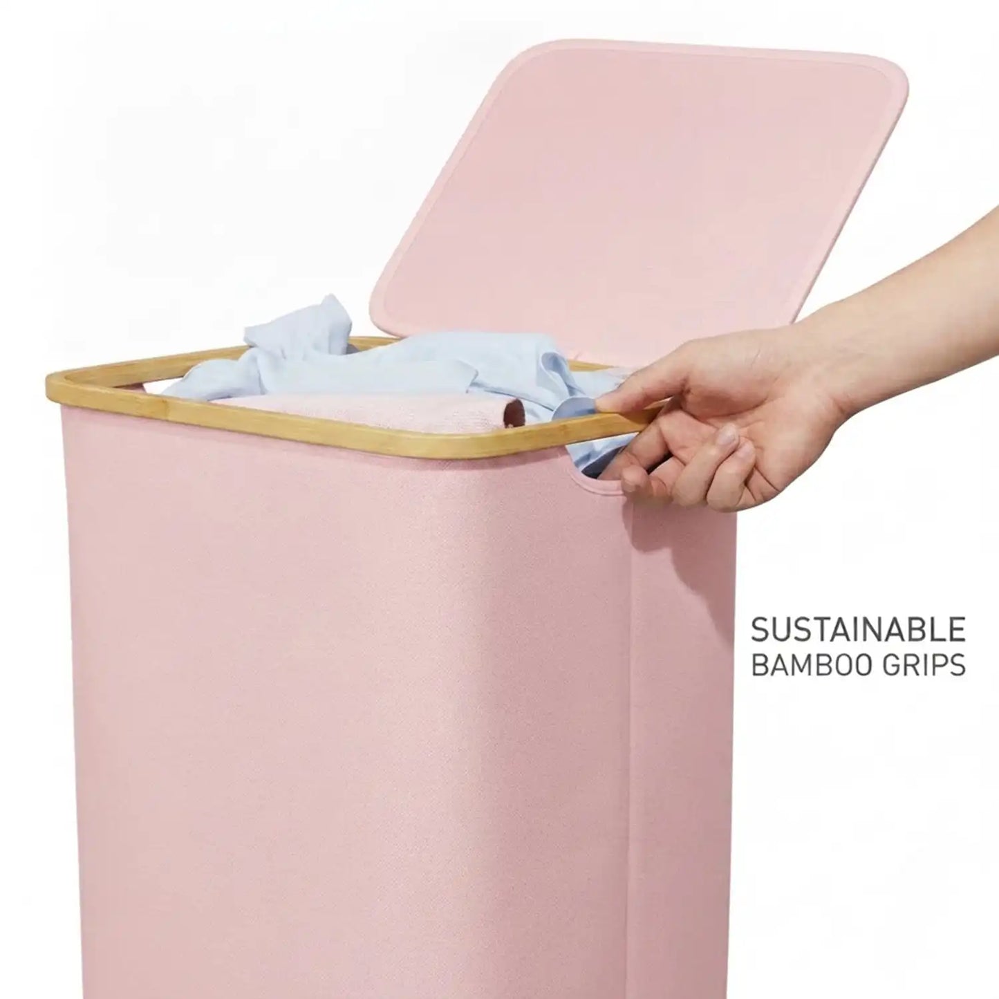 110L Large Capacity Laundry Hamper with Lid & Handles.  Collapsible Oxford Fabric Basket