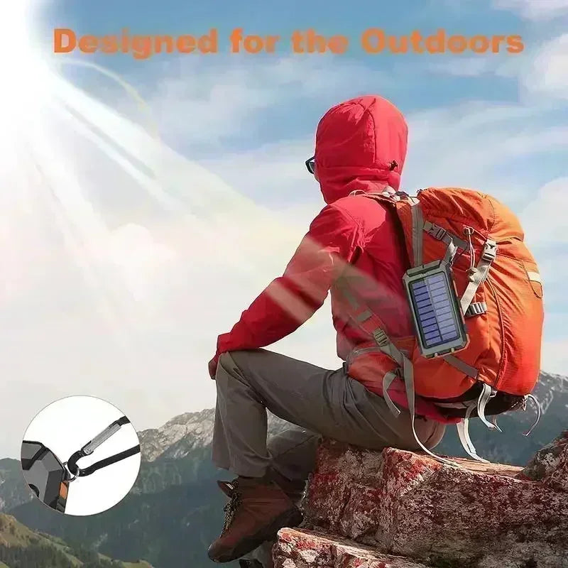 Outdoor Power Non Stop 10000mAh Solar Power Bank . QC3.0 Fast Charging Portable Charger