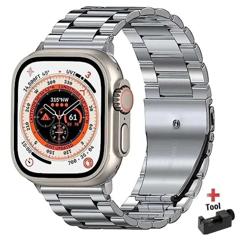 Premium Stainless Steel Apple Watch Band .Luxury Metal Replacement Strap