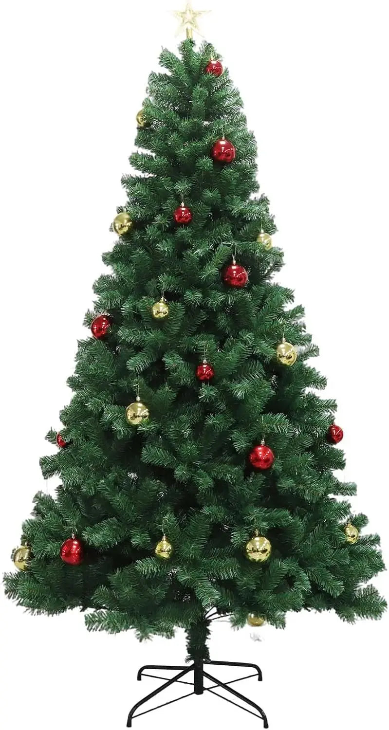 6FT/7FT Pre-Lit Artificial Christmas Tree with Remote Control . Realistic Green Holiday Tree for Home, Office & Seasonal Decor