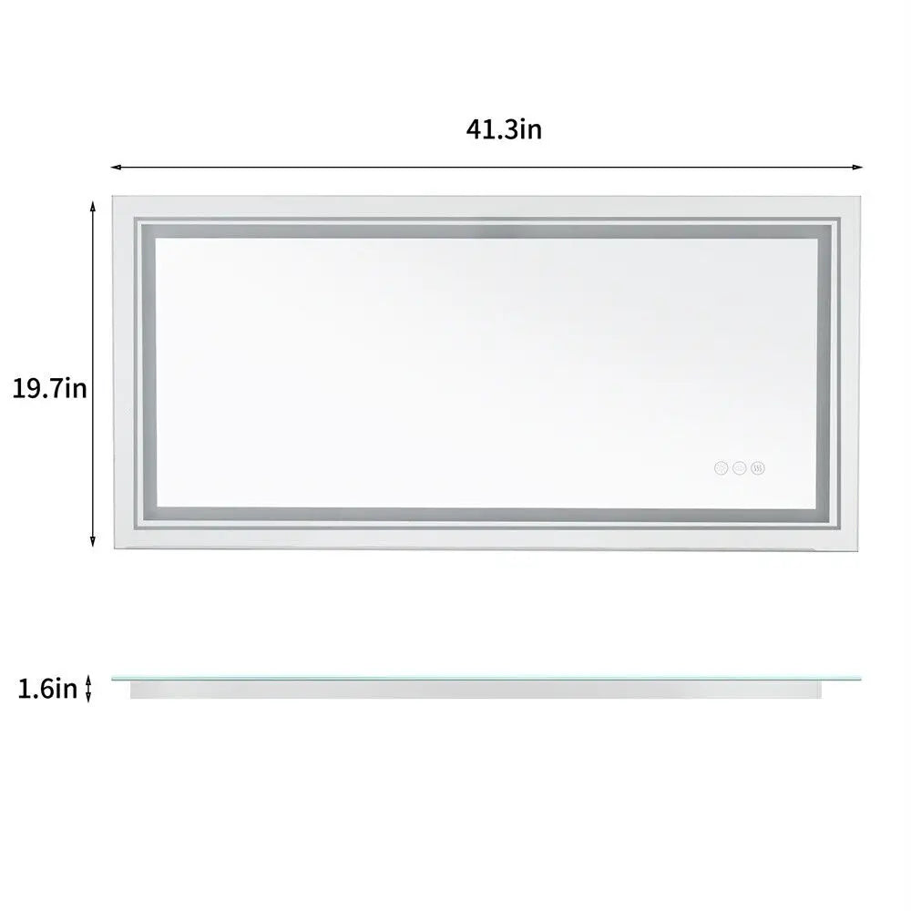 41" Bathroom Lighted LED Mirror Vanity Makeup Anti-fog Touch Switch Wall Mounted
