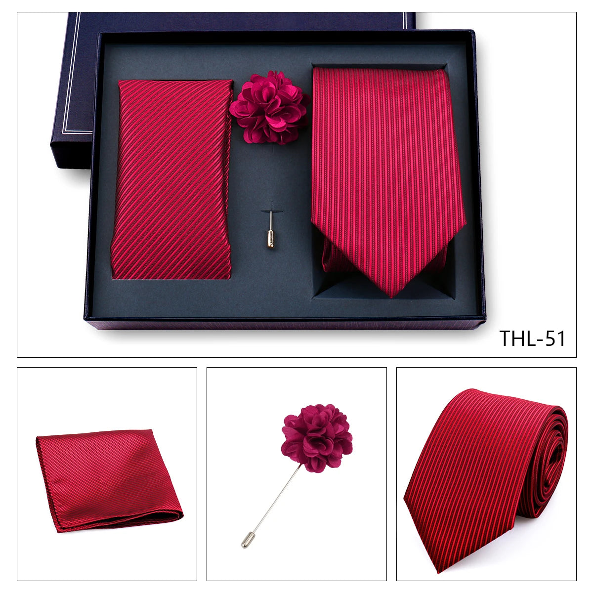 Luxury Men’s Paisley Necktie Gift Set. Silk Tie, Pocket Square, Cufflinks & Gift Box for Weddings & Business